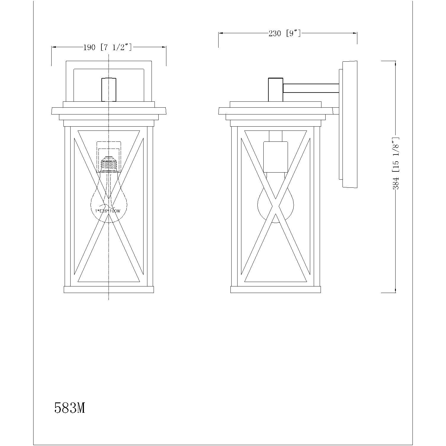 Brookside 1 Light 15.25 inch Black Outdoor Wall Light