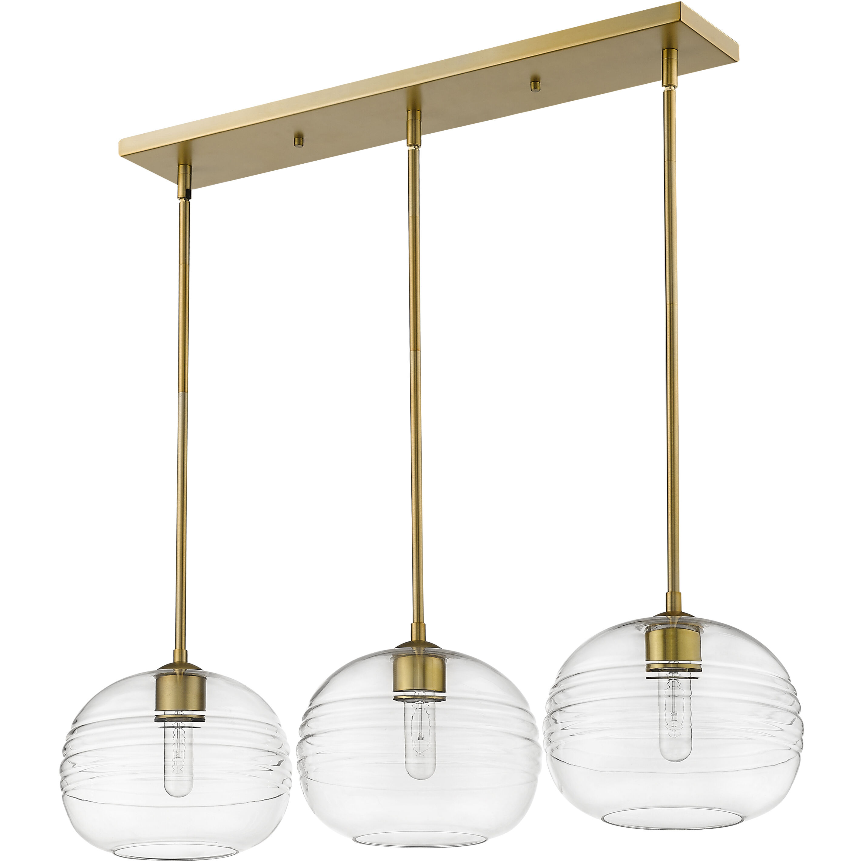 Harmony 3 Light 36 inch Olde Brass Linear Chandelier Ceiling Light