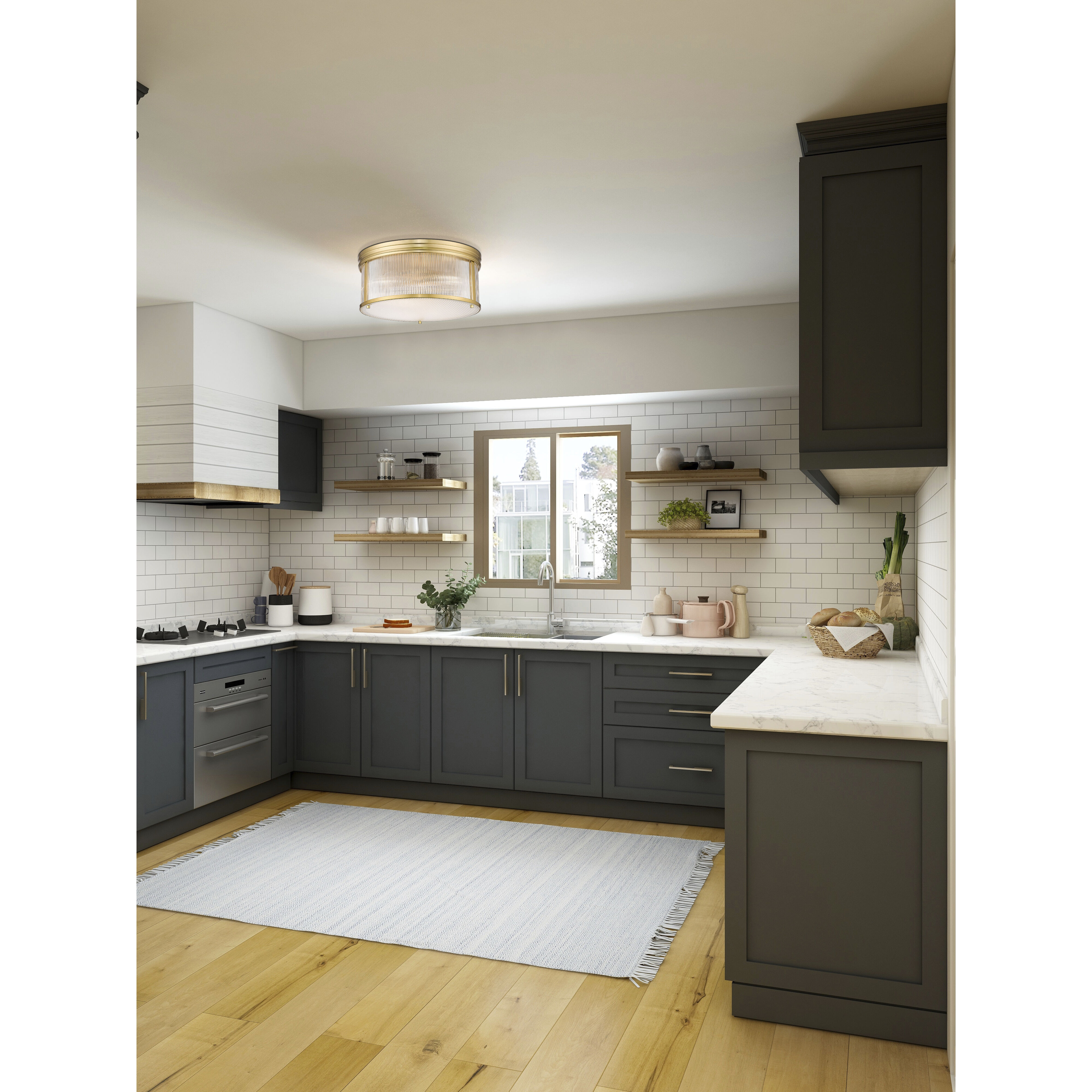 Carnaby 4 Light 18 inch Modern Gold Flush Mount Ceiling Light