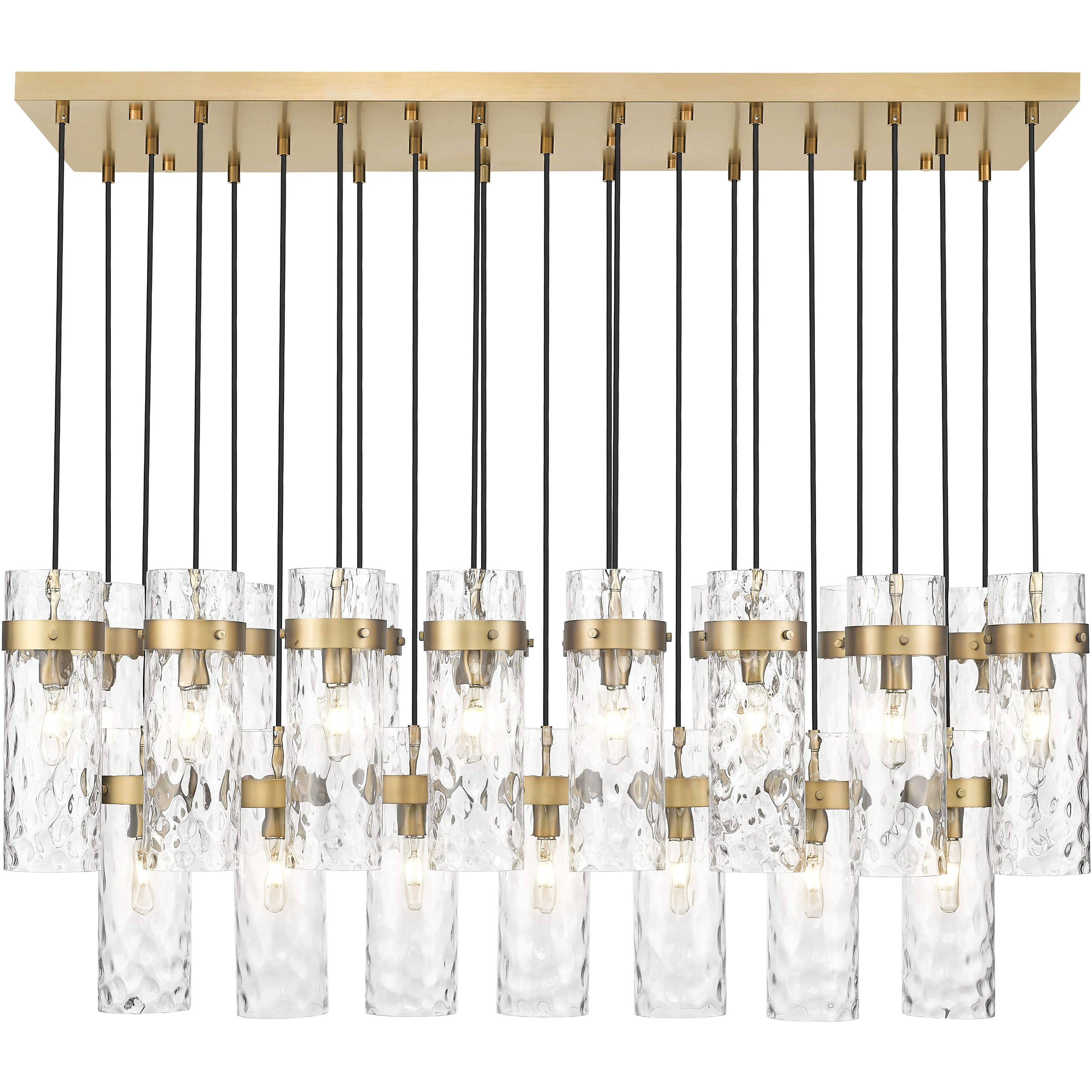 Fontaine Linear Chandelier Ceiling Light in Rubbed Brass
