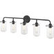Delaney 5 Light 38 inch Matte Black Vanity Wall Light