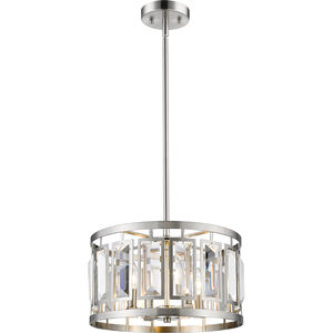 Mersesse 4 Light 15 inch Brushed Nickel Pendant Ceiling Light in 9, Clear Crystal
