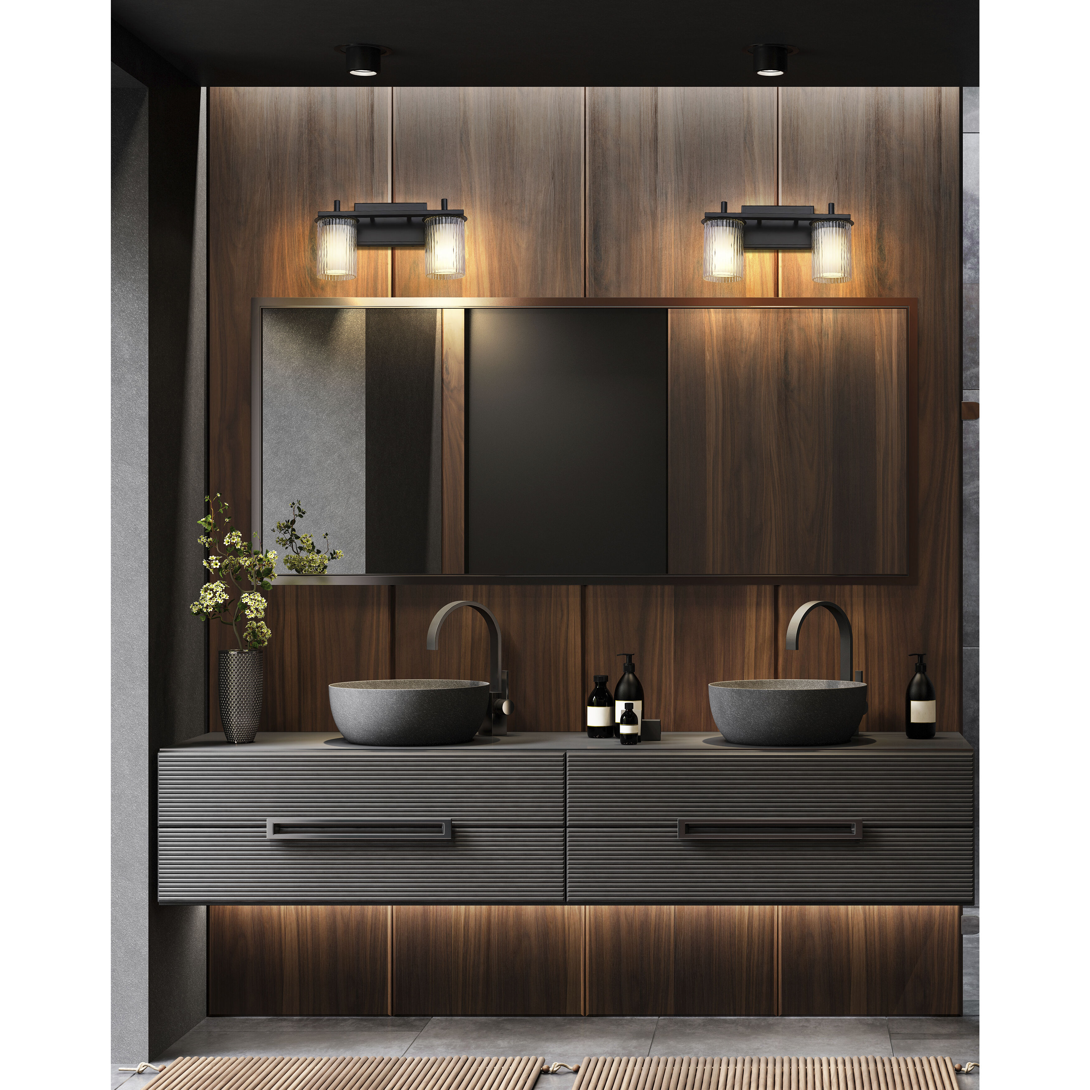 Grayson 2 Light 16 inch Matte Black Vanity Wall Light
