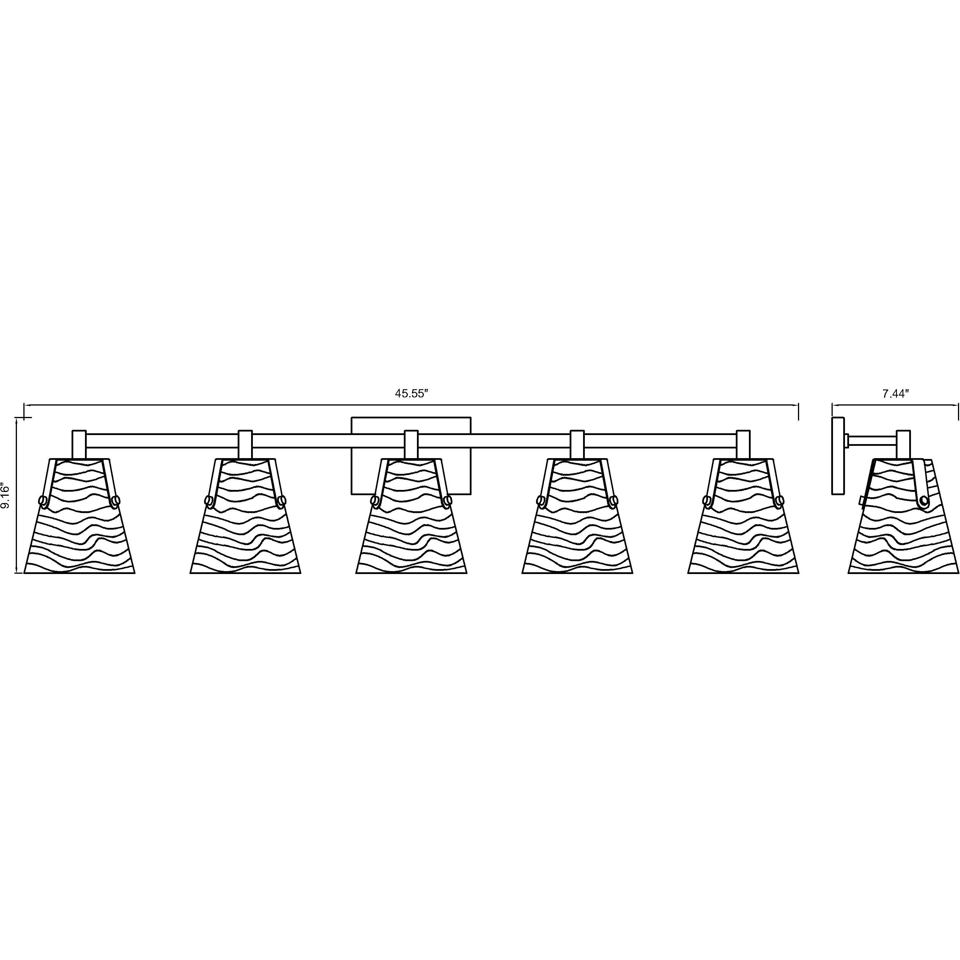 Analia 5 Light 45.75 inch Modern Gold Vanity Wall Light