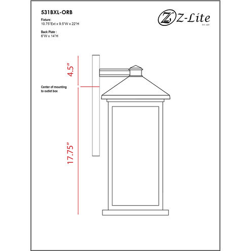Portland 1 Light 22 inch Oil Rubbed Bronze Outdoor Wall Light in Clear Seedy Glass