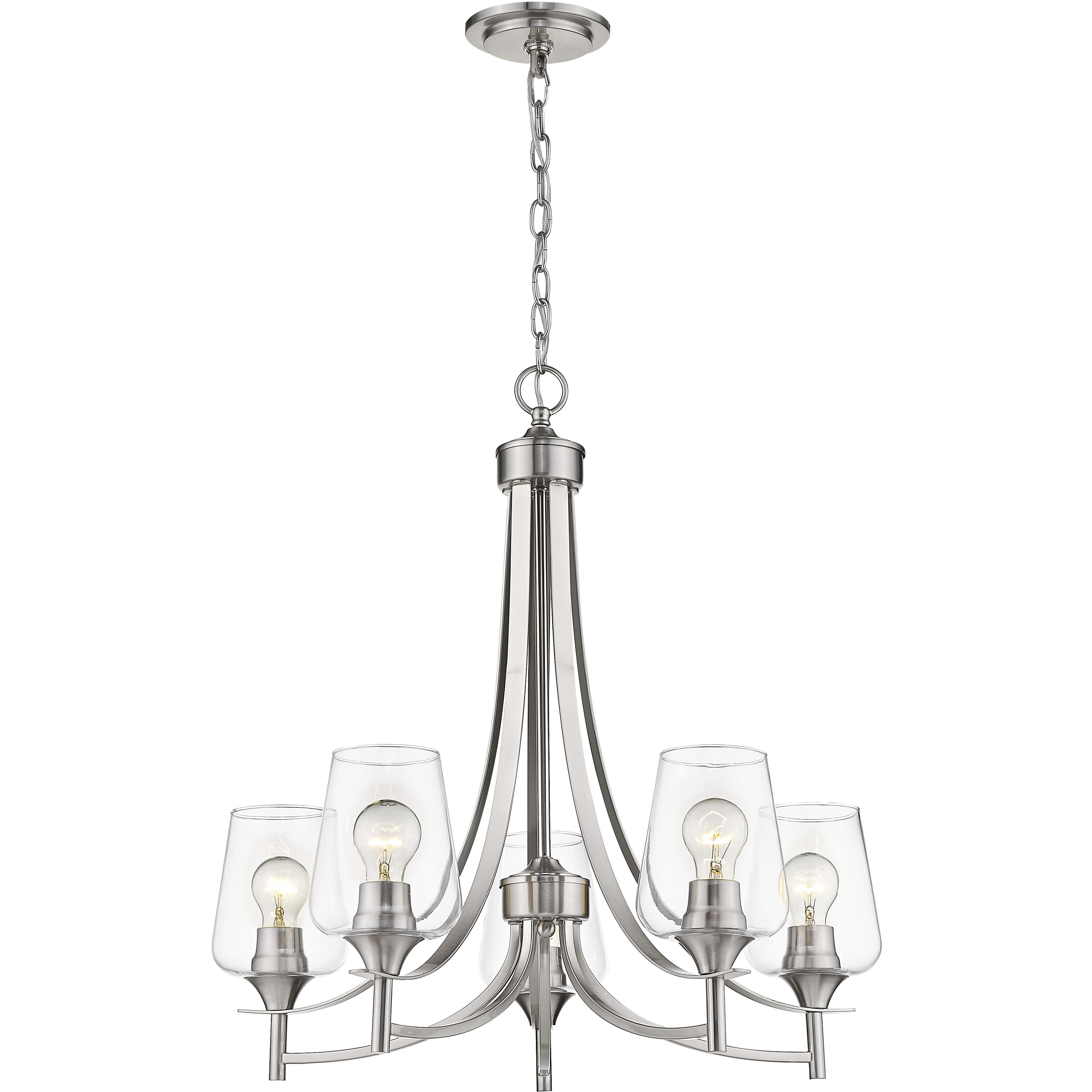 Joliet 5 Light 25 inch Brushed Nickel Chandelier Ceiling Light