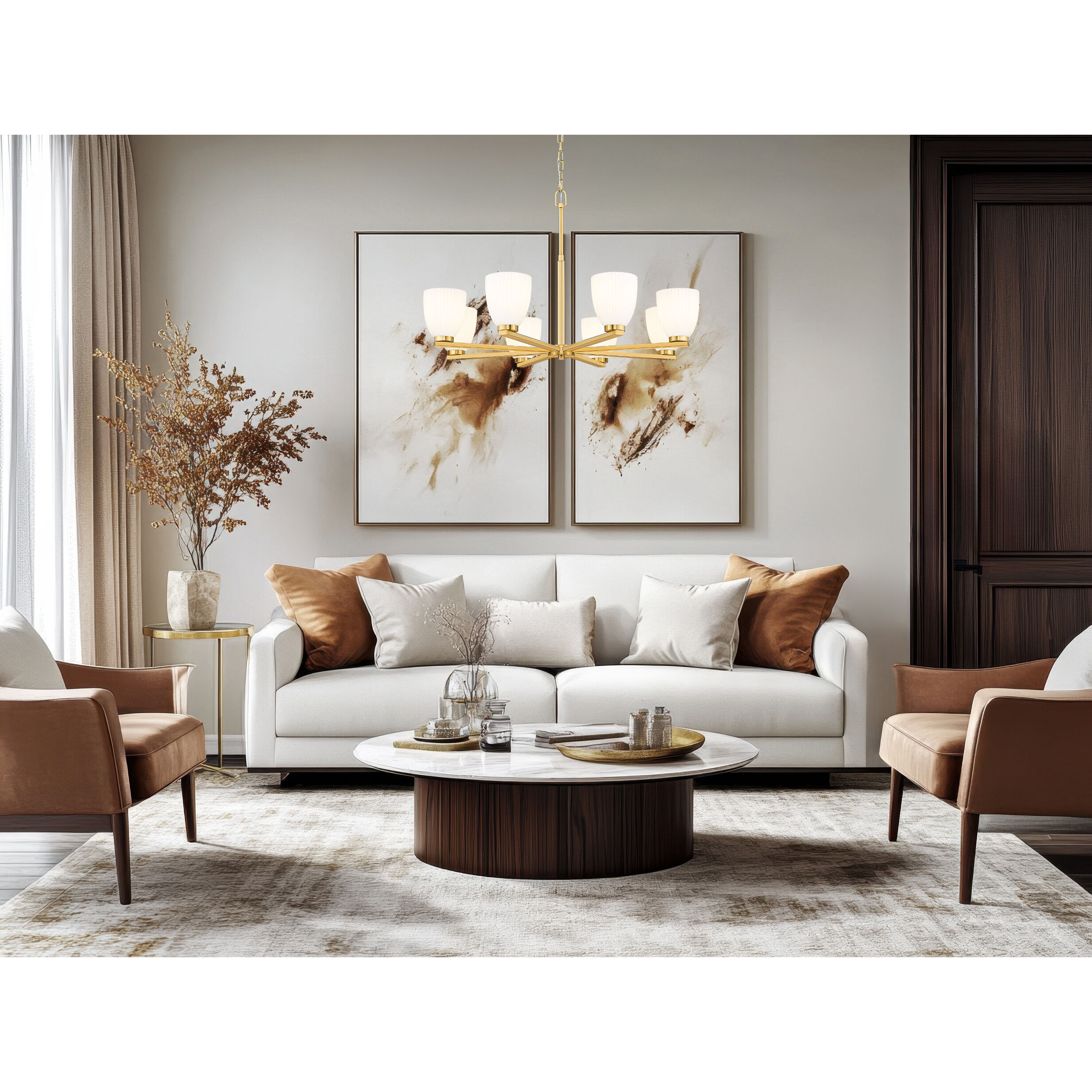 Naya 8 Light 33.25 inch Modern Gold Chandelier Ceiling Light