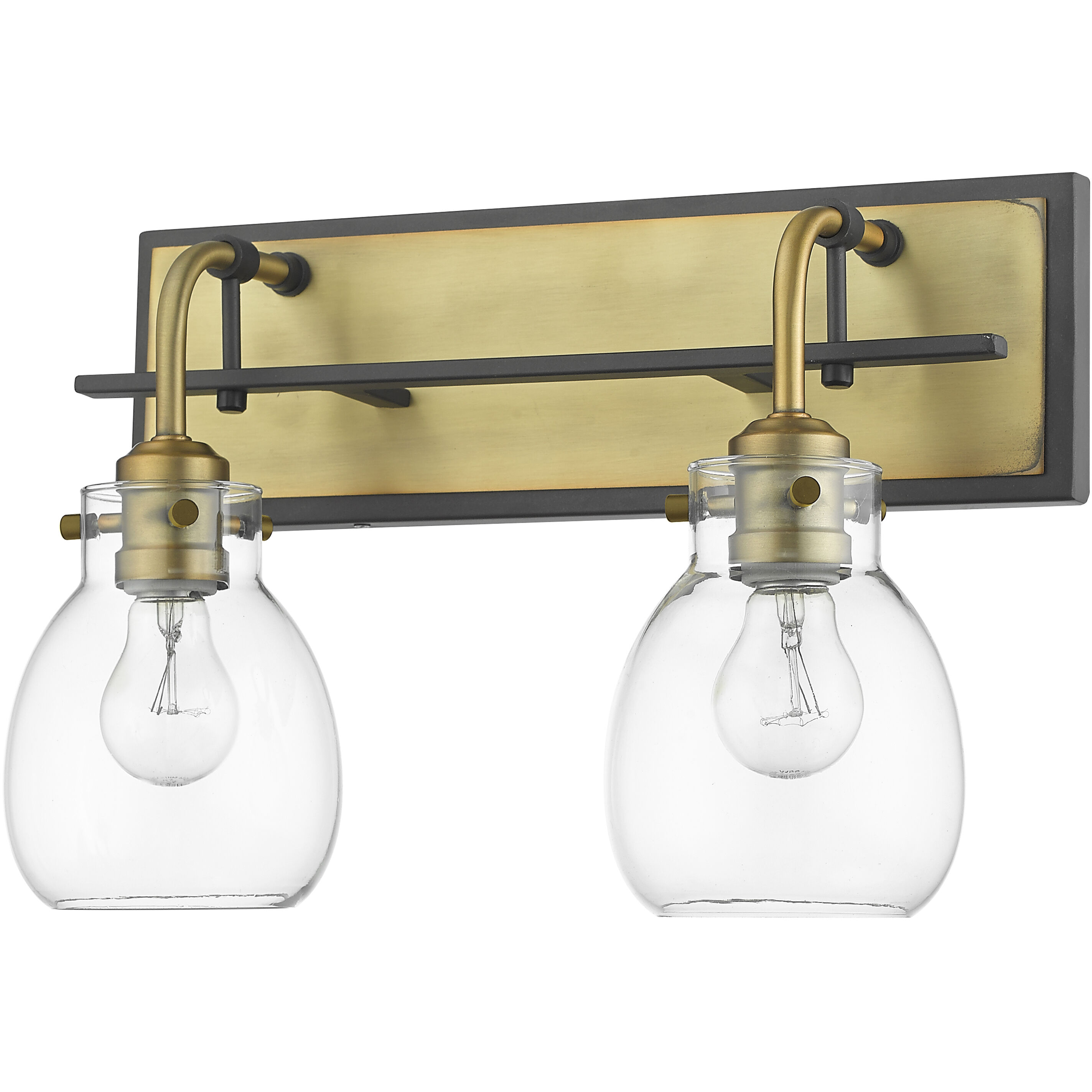 Kraken 2 Light 16 inch Matte Black and Olde Brass Wall Sconce Wall Light