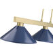 Cobalt 3 Light 49.75 inch Modern Gold Billiard Light Ceiling Light in Navy Blue Steel