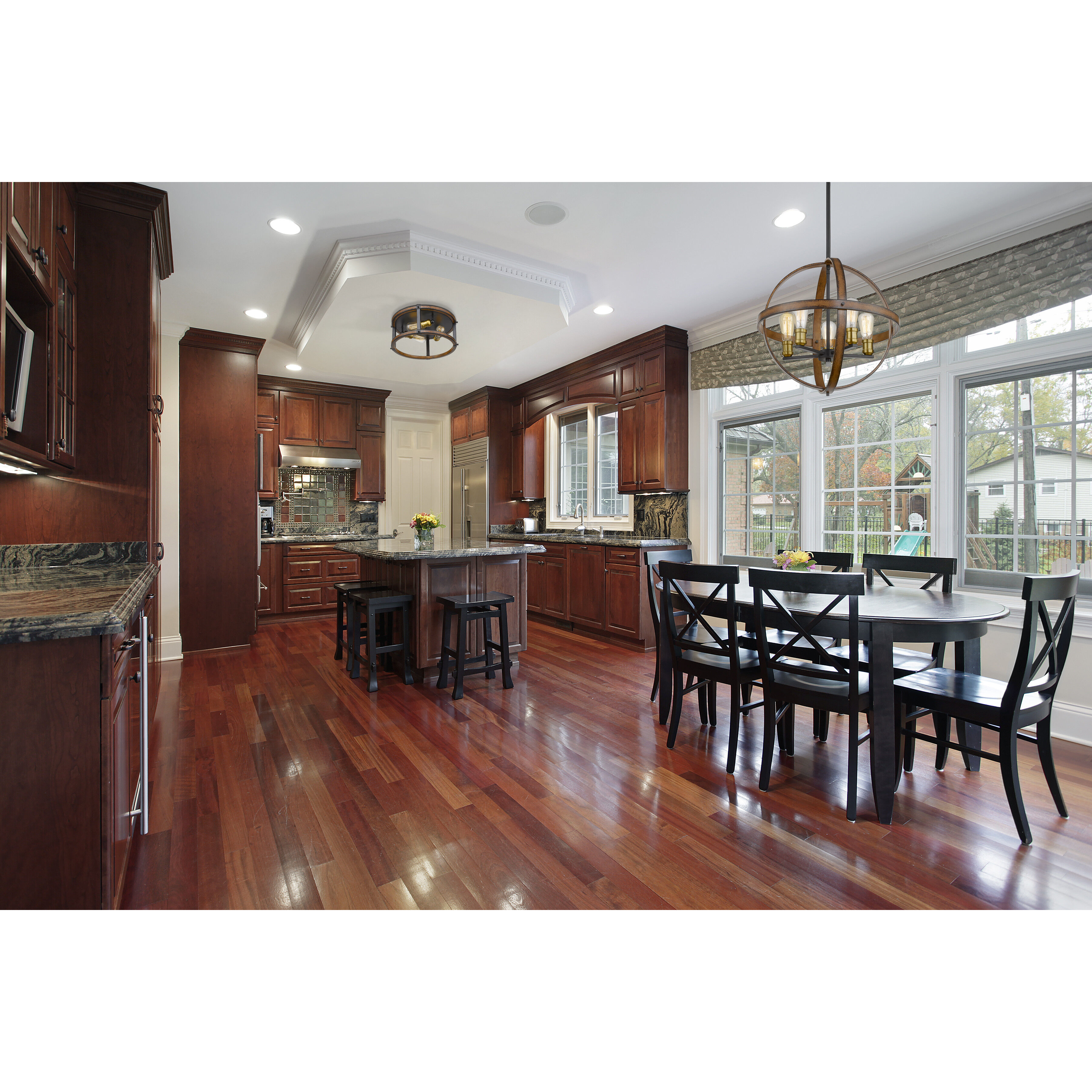 Kirkland 3 Light 16.25 inch Rustic Mahogany Flush Mount Ceiling Light