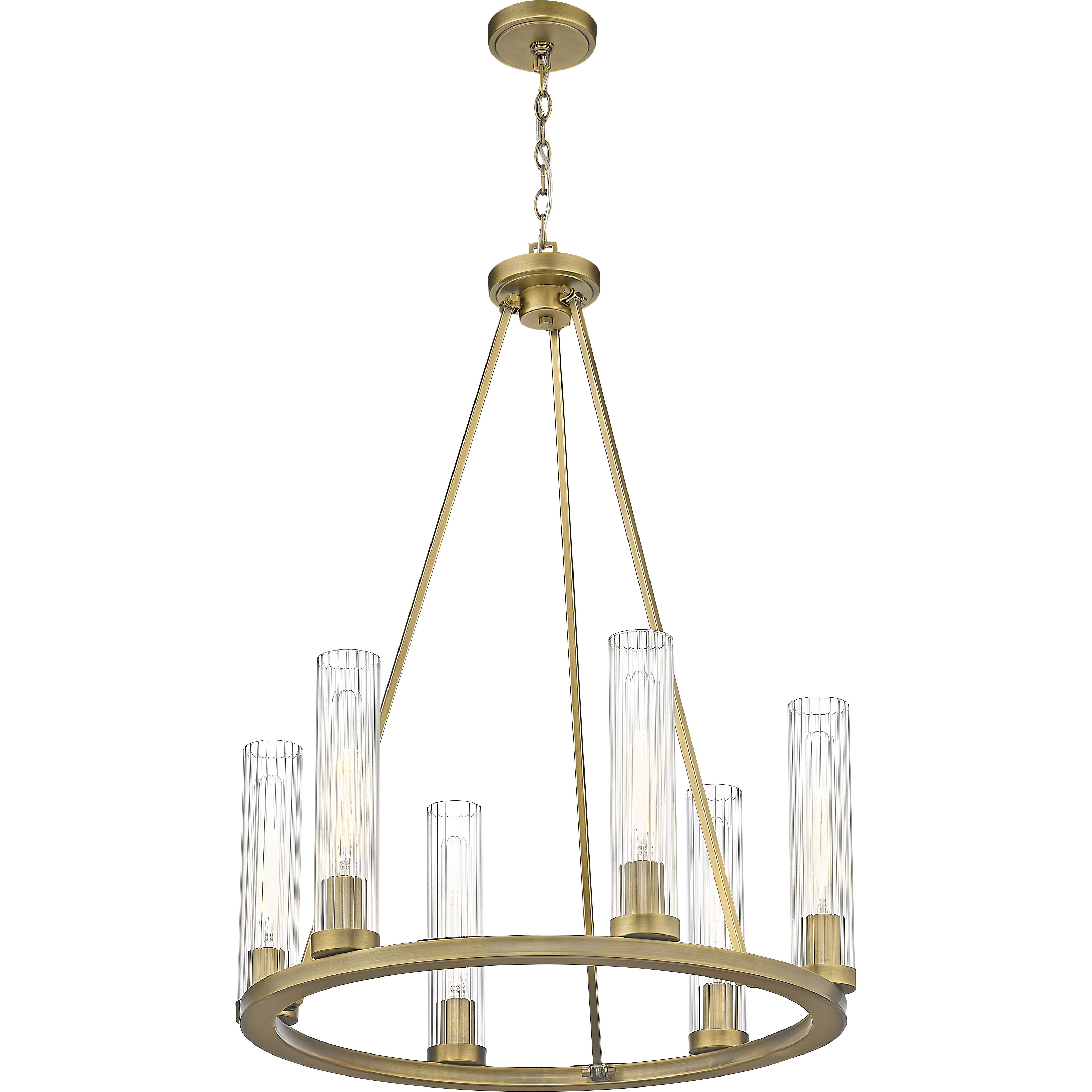 Beau 6 Light 26 inch Rubbed Brass Chandelier Ceiling Light