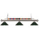 Shark 3 Light 58 inch Brushed Nickel Billiard Ceiling Light in Dark Green Steel