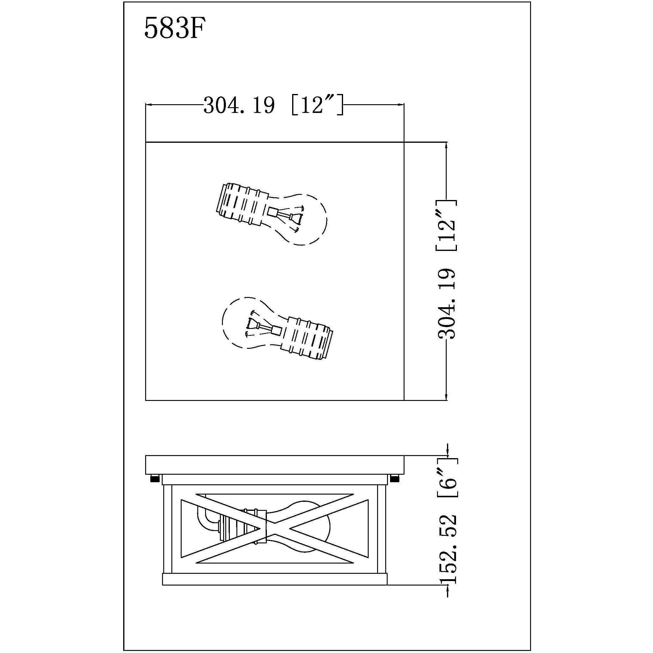 Brookside 2 Light 12 inch Black Outdoor Flush Mount