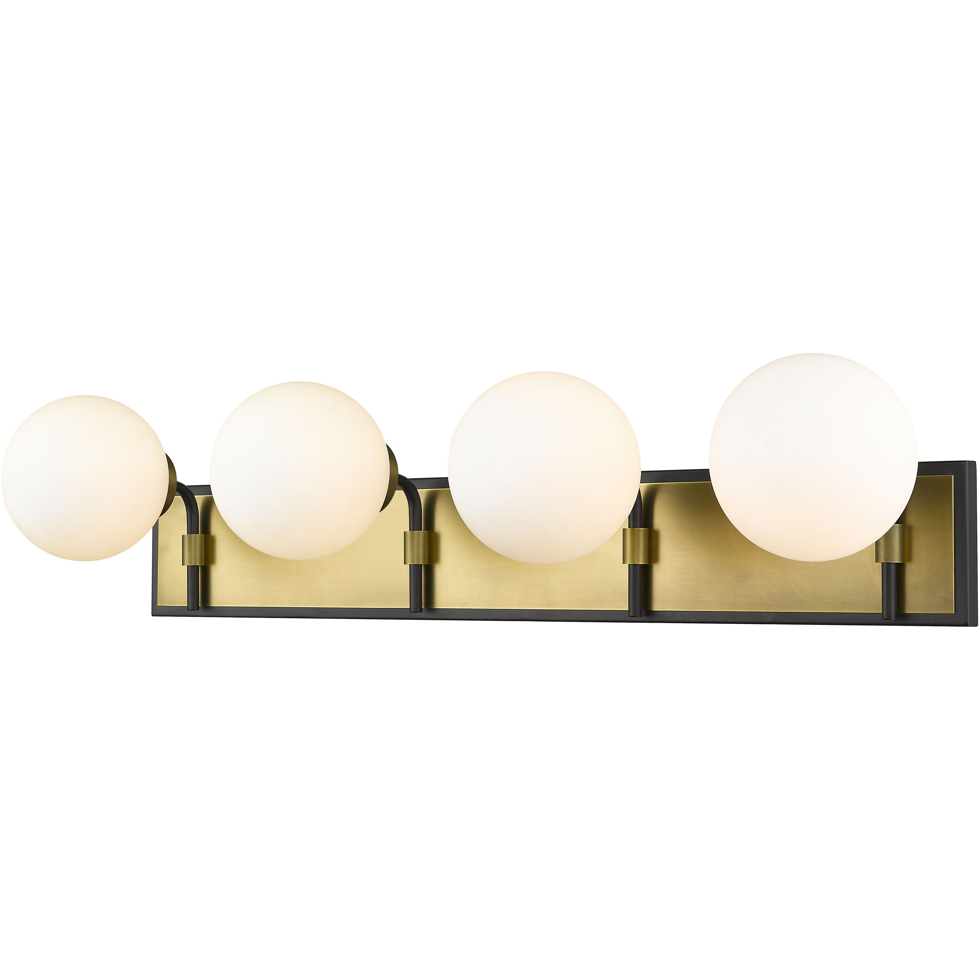 Parsons 4 Light 33.25 inch Matte Black and Olde Brass Vanity Wall Light