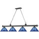 Cordon 4 Light 81.25 inch Bronze Plate Billiard Ceiling Light in Dark Blue Acrylic