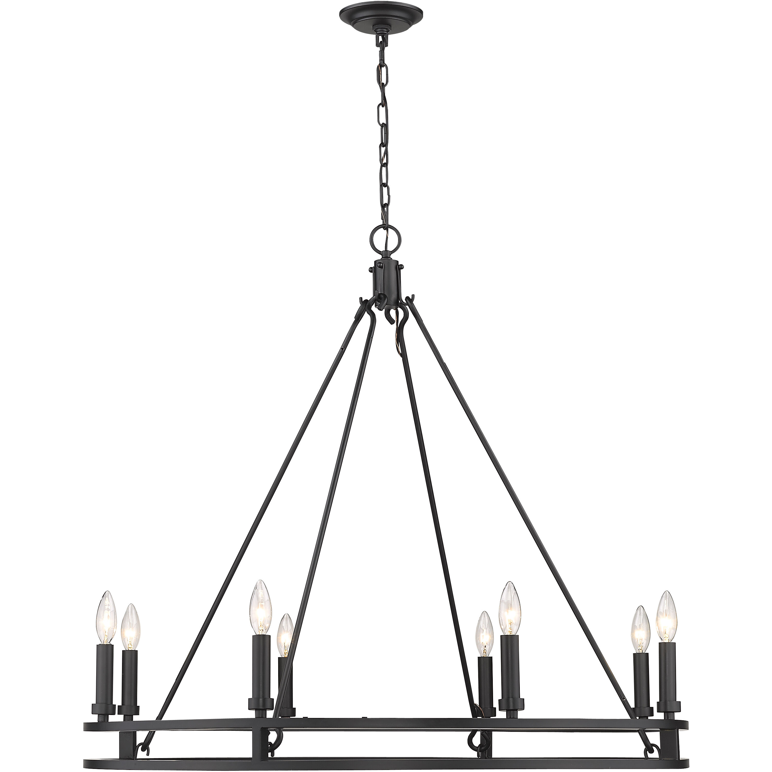 Dennison 8 Light 36 inch Matte Black Chandelier Ceiling Light