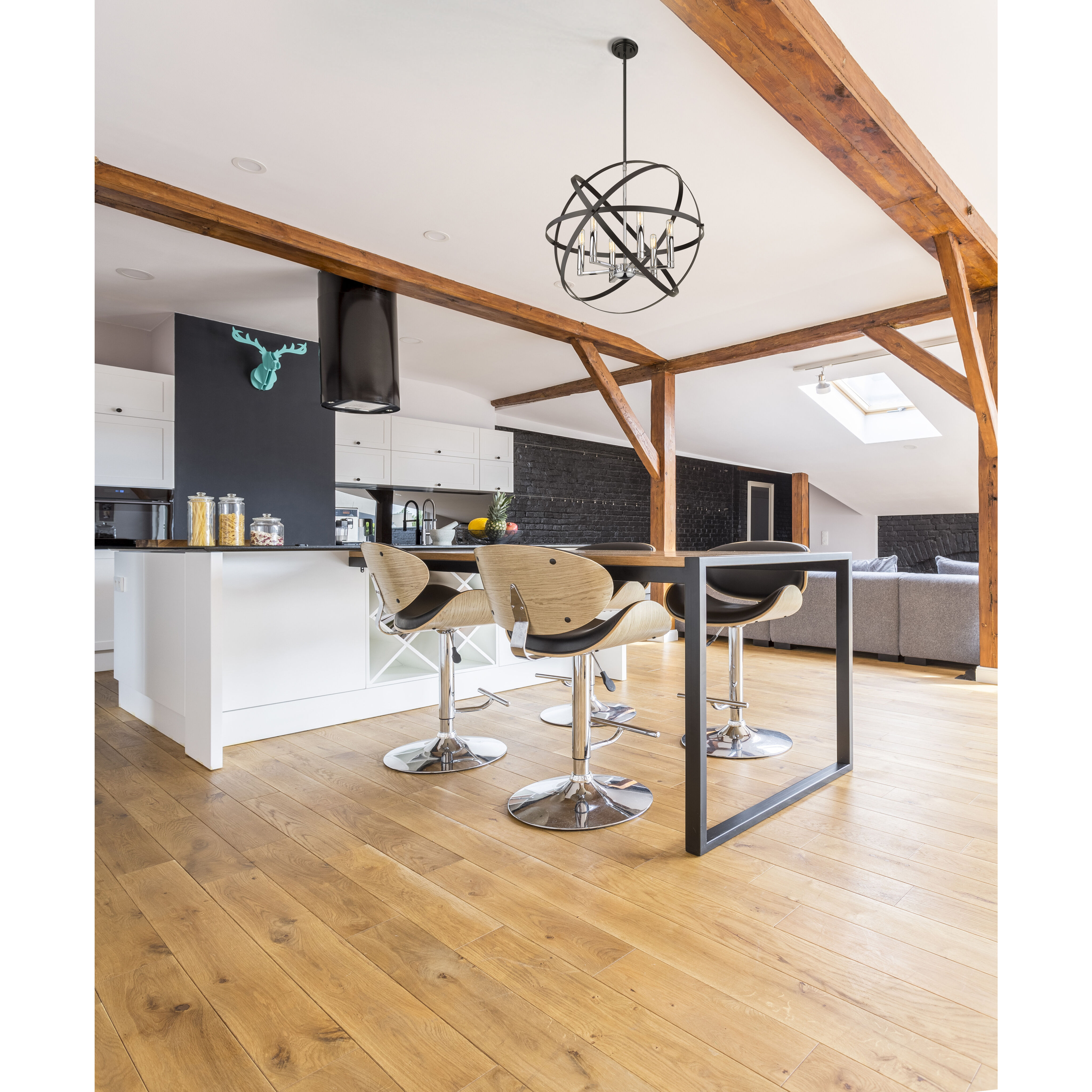 Cavallo 6 Light 24 inch Hammered Black and Chrome Chandelier Ceiling Light