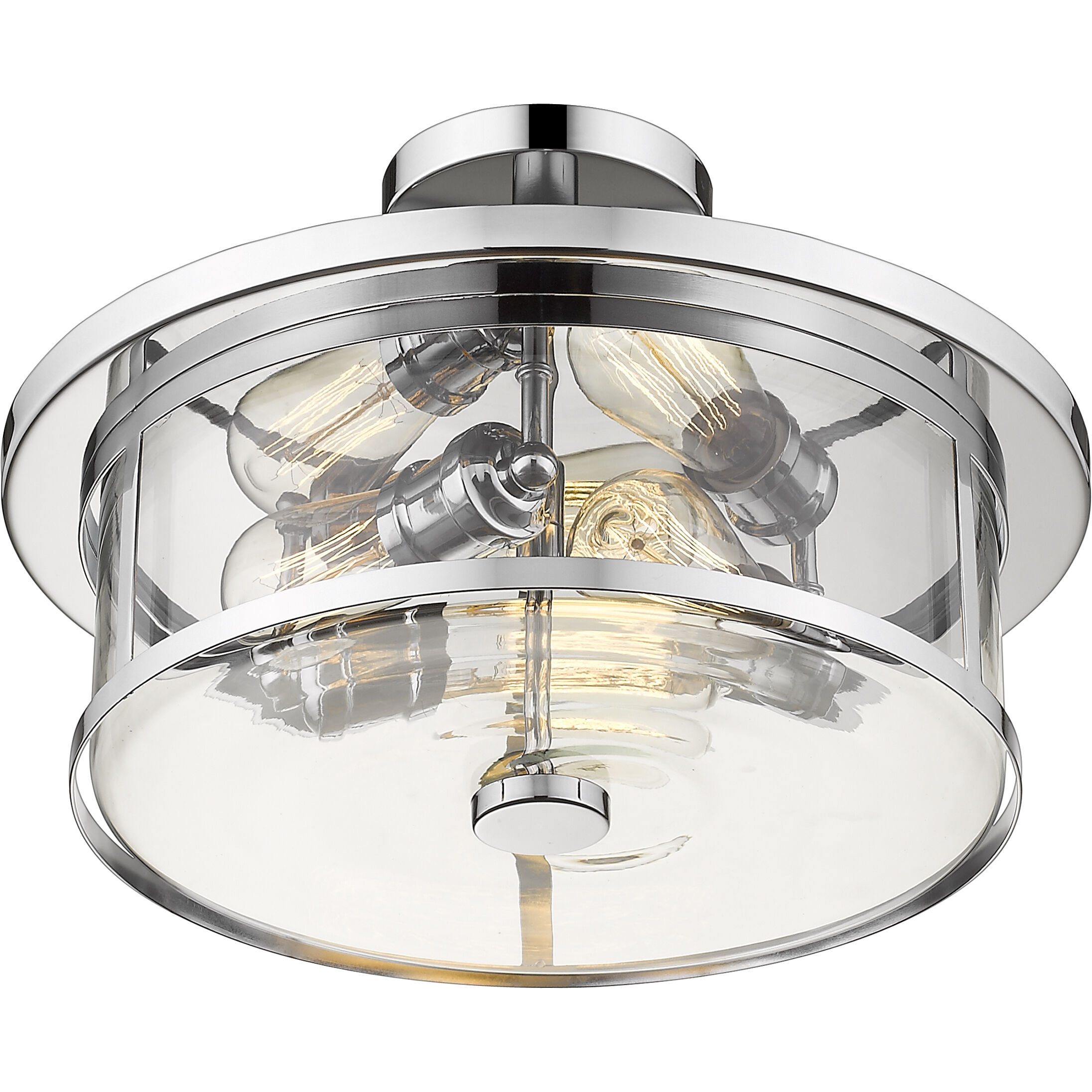 Savannah 3 Light 15.75 inch Chrome Semi Flush Mount Ceiling Light