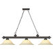 Cordon 3 Light 58 inch Bronze Billiard Ceiling Light in Golden Mottle Glass