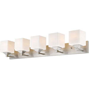 Quube 5 Light 39 inch Brushed Nickel Bath Vanity Wall Light in 10.36
