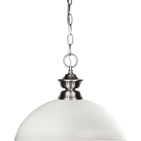 Shark 1 Light 14 inch Brushed Nickel Pendant Ceiling Light in 4.67, Matte Opal Glass
