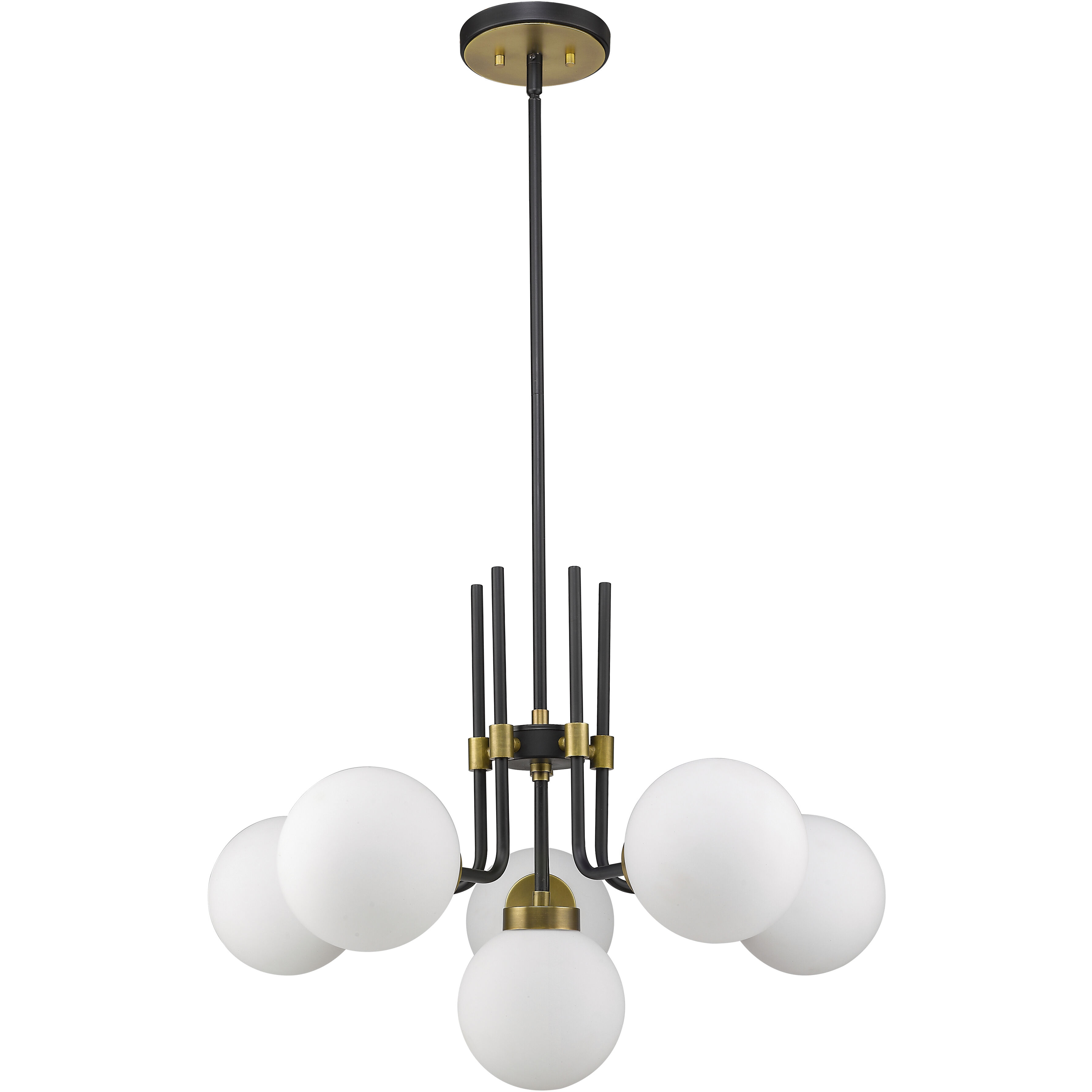 Parsons 6 Light 27 inch Matte Black and Olde Brass Chandelier Ceiling Light