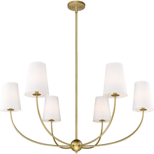 Shannon 6 Light 42 inch Rubbed Brass Chandelier Ceiling Light
