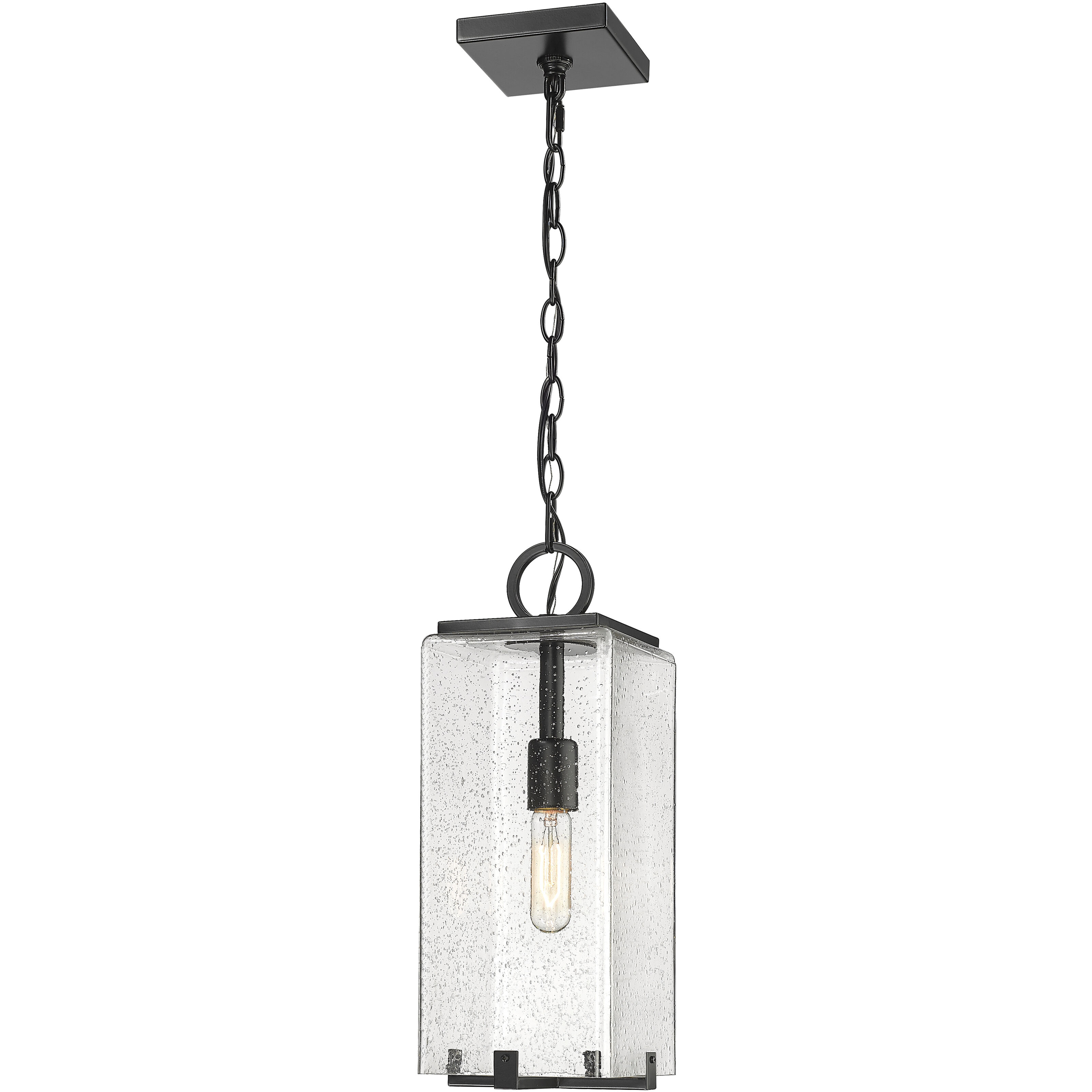 Sana 1 Light 6.75 inch Black Outdoor Chain Mount Ceiling Fixture in Seedy Glass