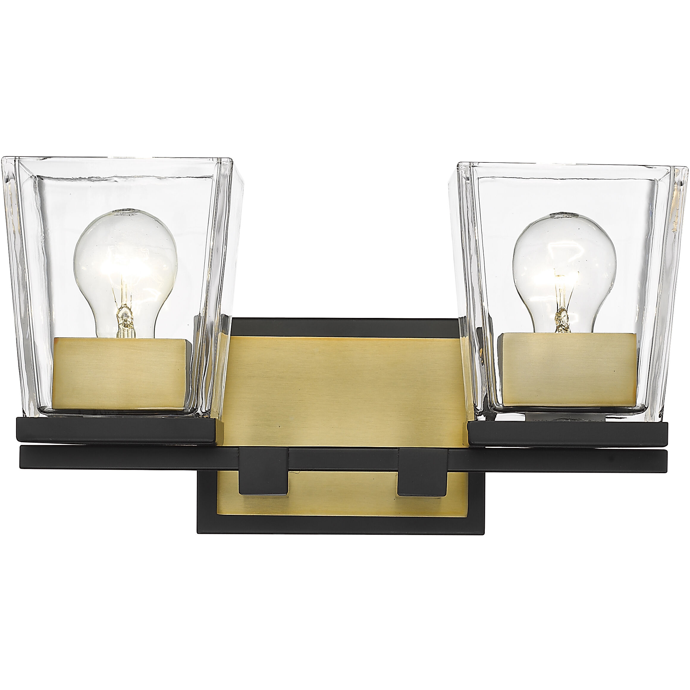 Bleeker Street 2 Light 14 inch Matte Black and Olde Brass Vanity Wall Light