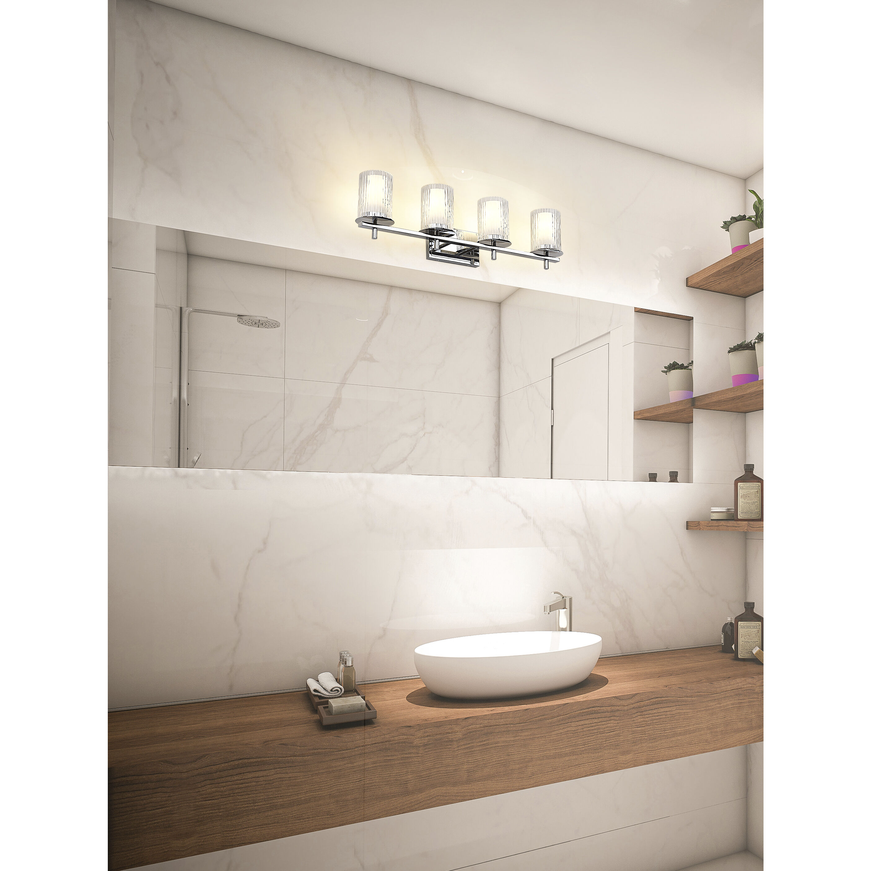 Grayson 4 Light 31 inch Chrome Vanity Wall Light