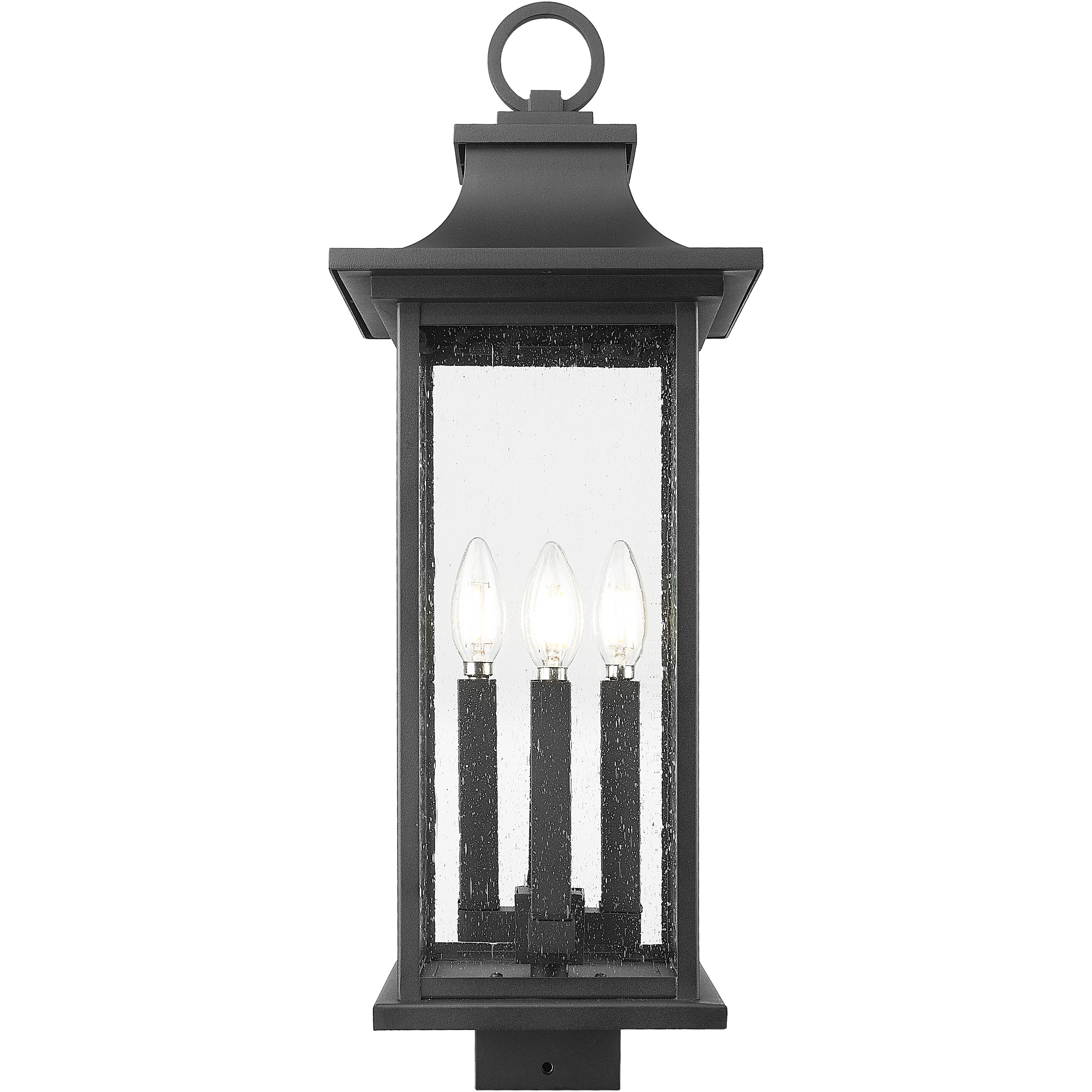 Tiberius 4 Light 24.5 inch Black Outdoor Post Mount Fixture in Clear Seedy Glass