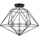 Geo 3 Light 18 inch Matte Black and Chrome Semi Flush Mount Ceiling Light