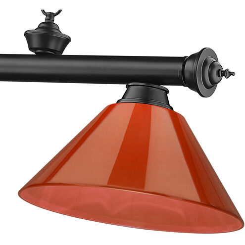 Cordon 3 Light 57.25 inch Matte Black Billiard Light Ceiling Light in Red Plastic