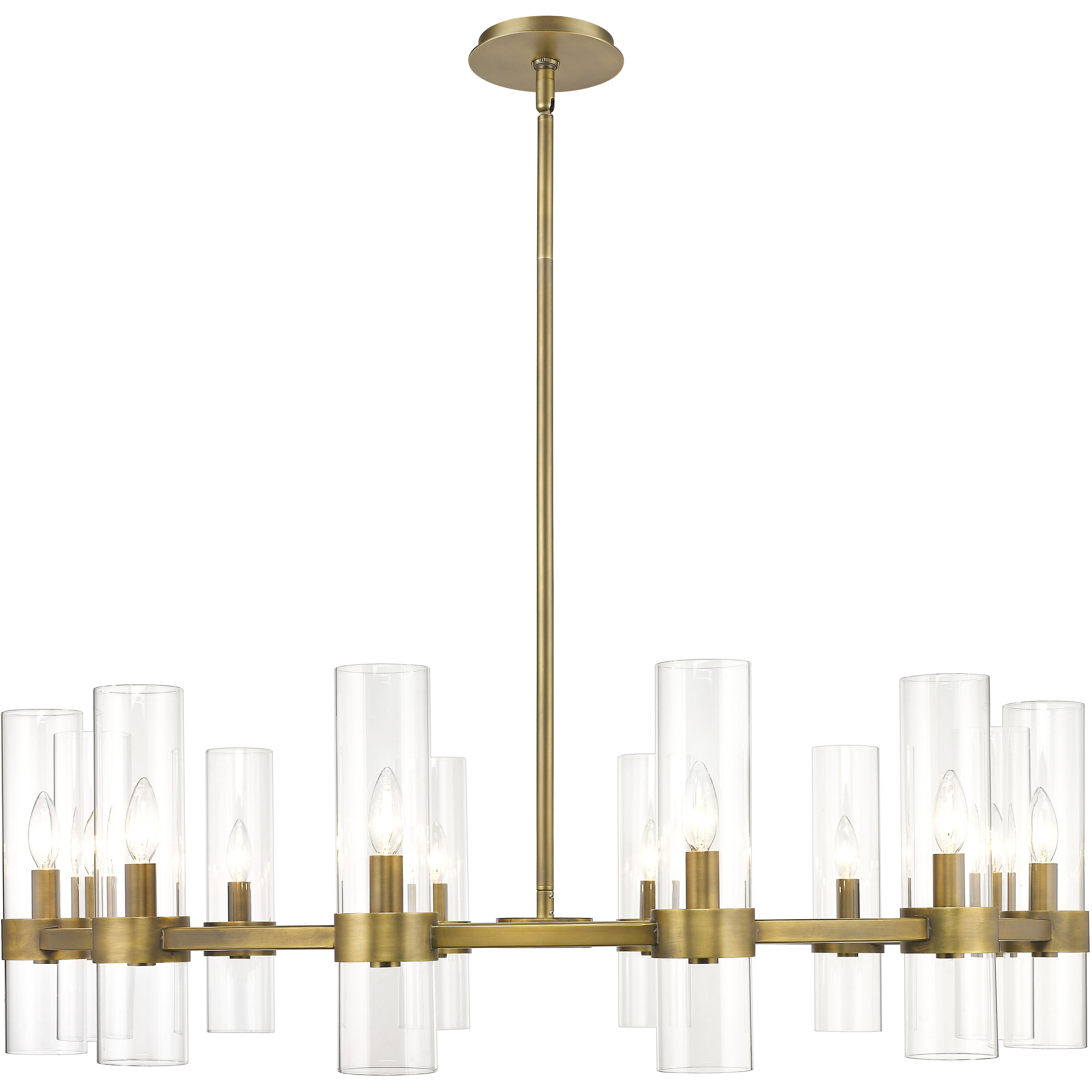 Datus 12 Light 43.5 inch Rubbed Brass Chandelier Ceiling Light