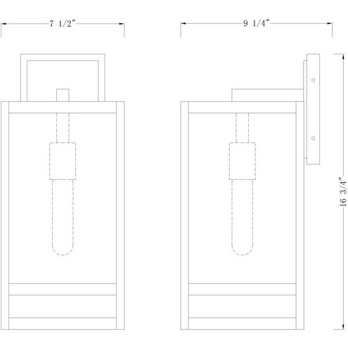 Nuri 1 Light 17.5 inch Black Outdoor Wall Light