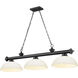 Cordon 3 Light 57.25 inch Matte Black Billiard Ceiling Light in Matte Opal Glass
