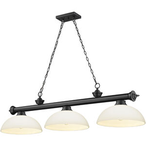 Cordon 3 Light 57.25 inch Matte Black Billiard Ceiling Light in Matte Opal Glass
