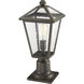 Talbot 1 Light 18.5 inch Oil Rubbed Bronze Outdoor Pier Mounted Fixture in Seedy Glass