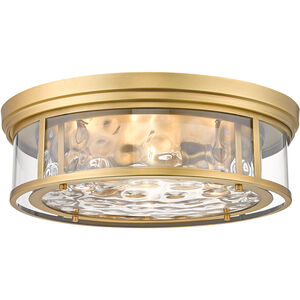 Clarion 4 Light 21 inch Rubbed Brass Flush Mount Ceiling Light