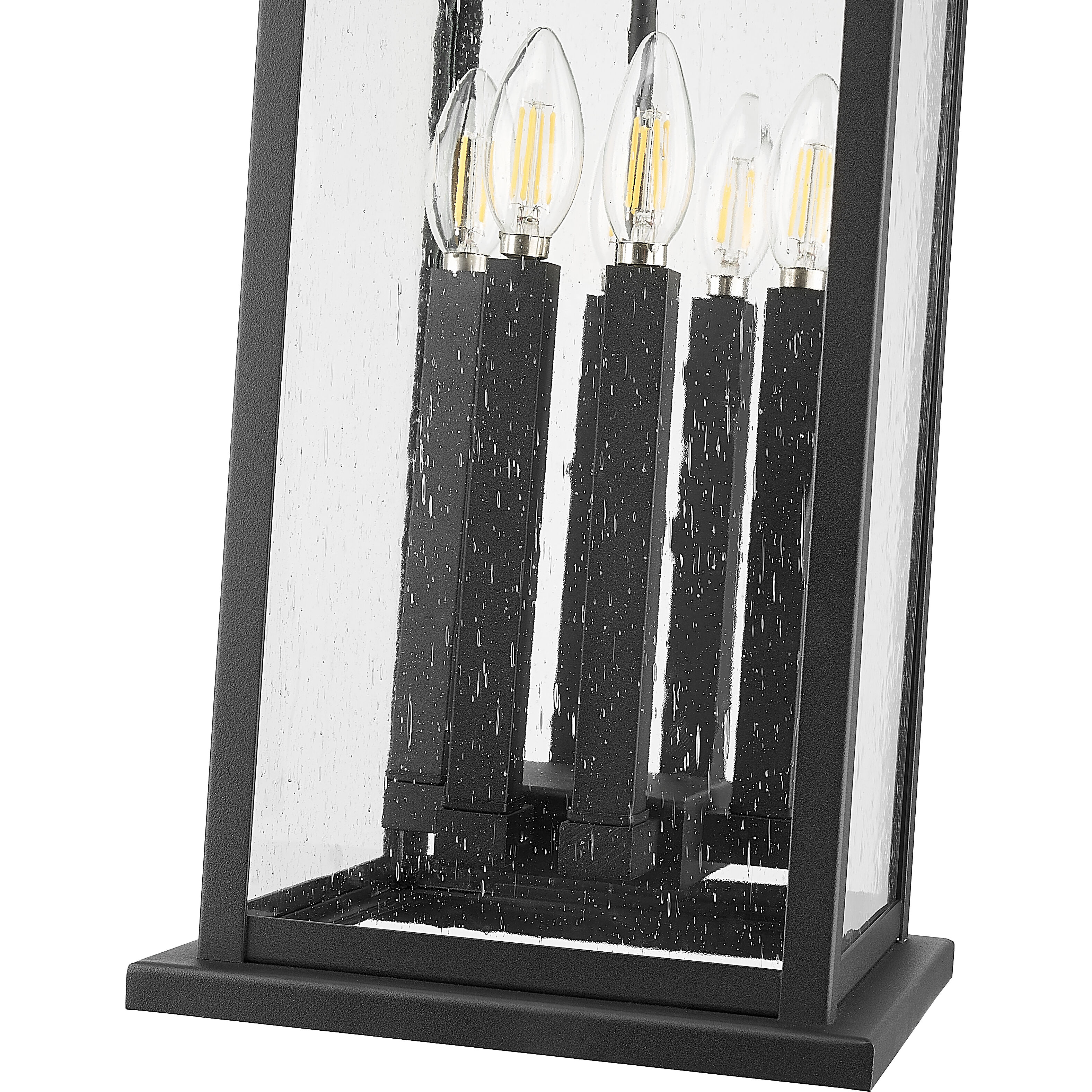 Tiberius 6 Light 12 inch Black Outdoor Chain Mount Ceiling Fixture in Clear Seedy Glass