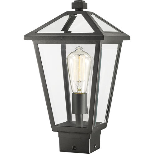 Talbot 1 Light 15 inch Black Outdoor Post Mount Fixture in Clear Beveled Glass