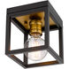 Kube 1 Light 6 inch Bronze/Olde Brass Flush Mount Ceiling Light