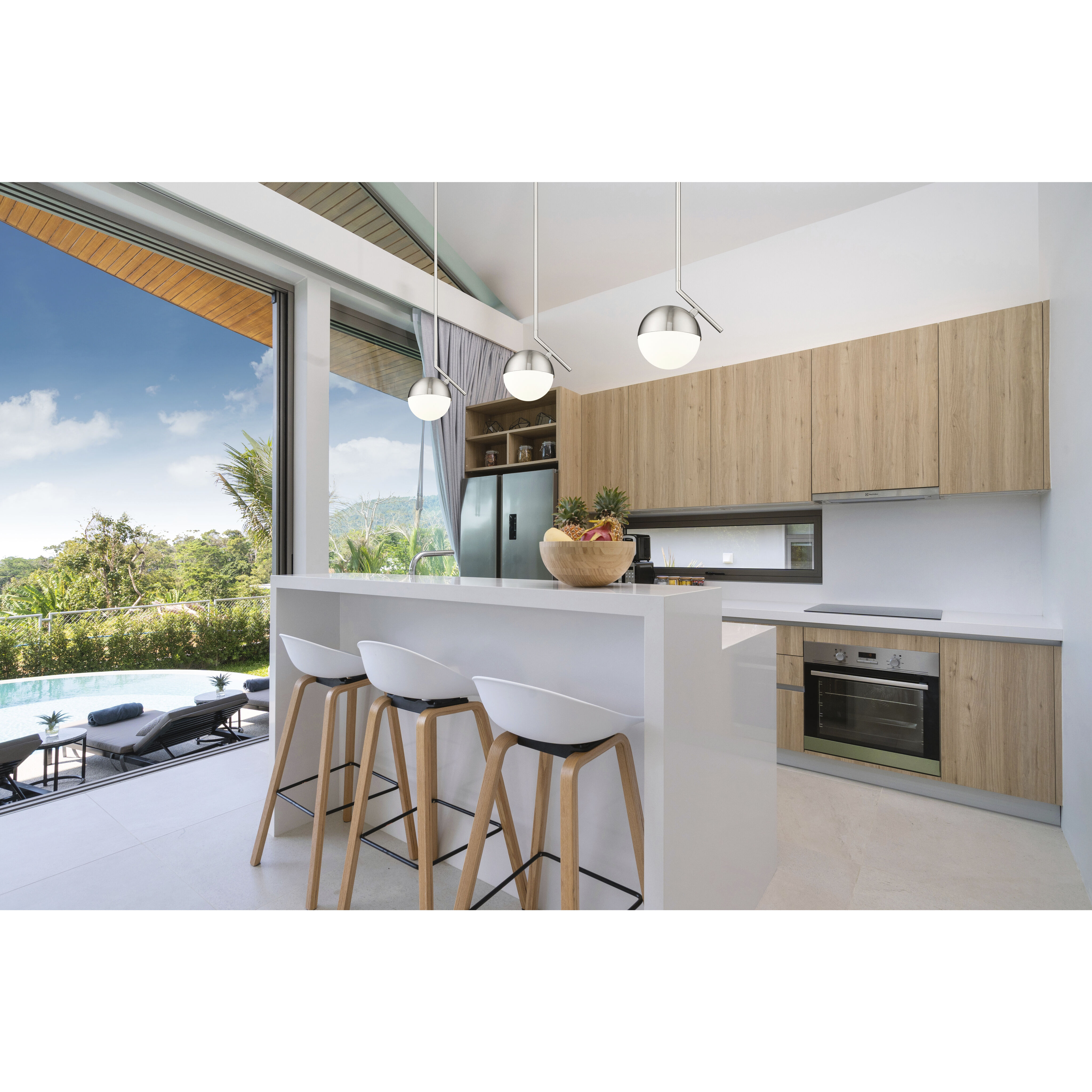 Realm Sphere 1 Light 8.5 inch Brushed Nickel Pendant Ceiling Light