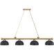 Cordon 4 Light 81.5 inch Heritage Brass Billiard Ceiling Light in Matte Black