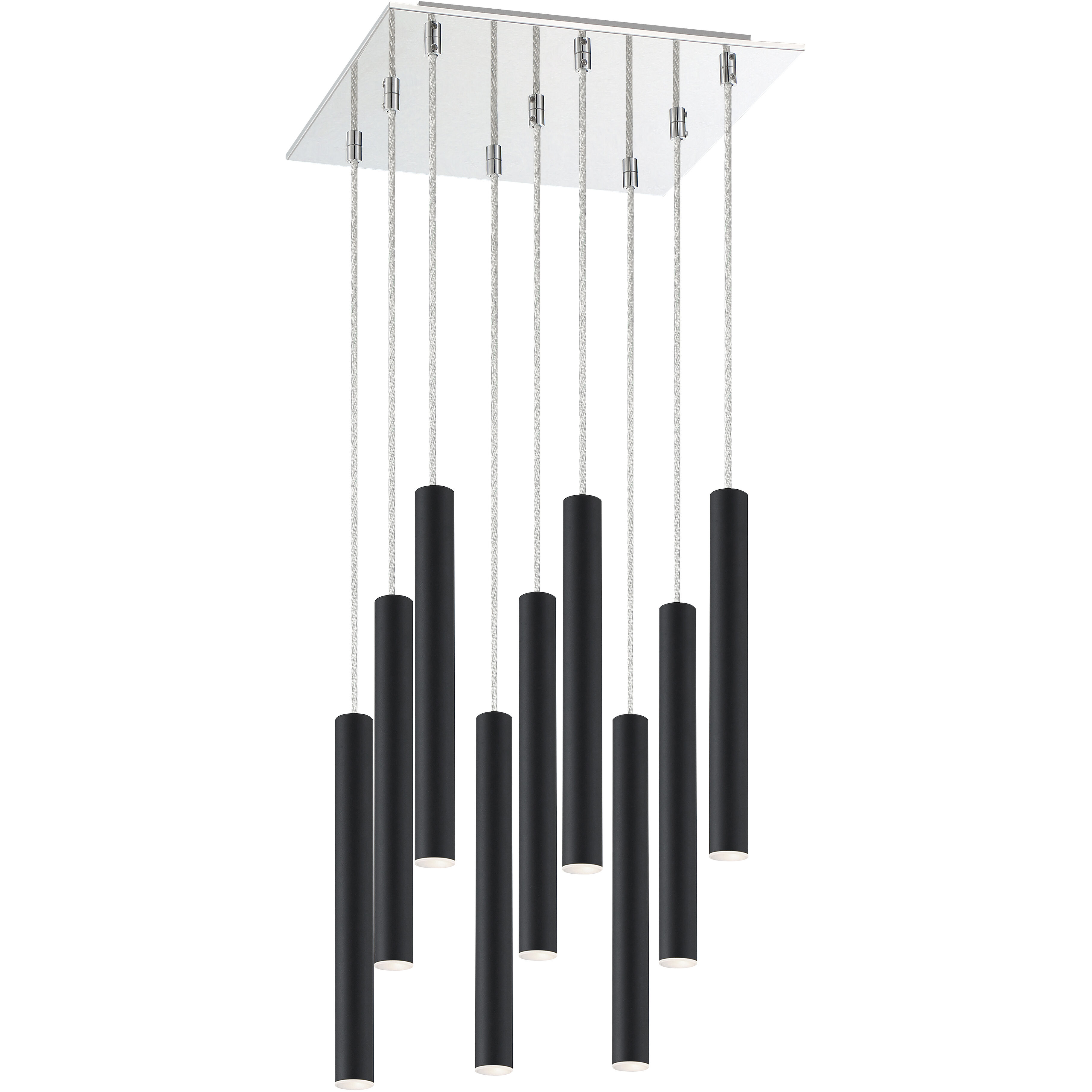 Forest LED 14 inch Chrome Chandelier Ceiling Light in Matte Black Steel