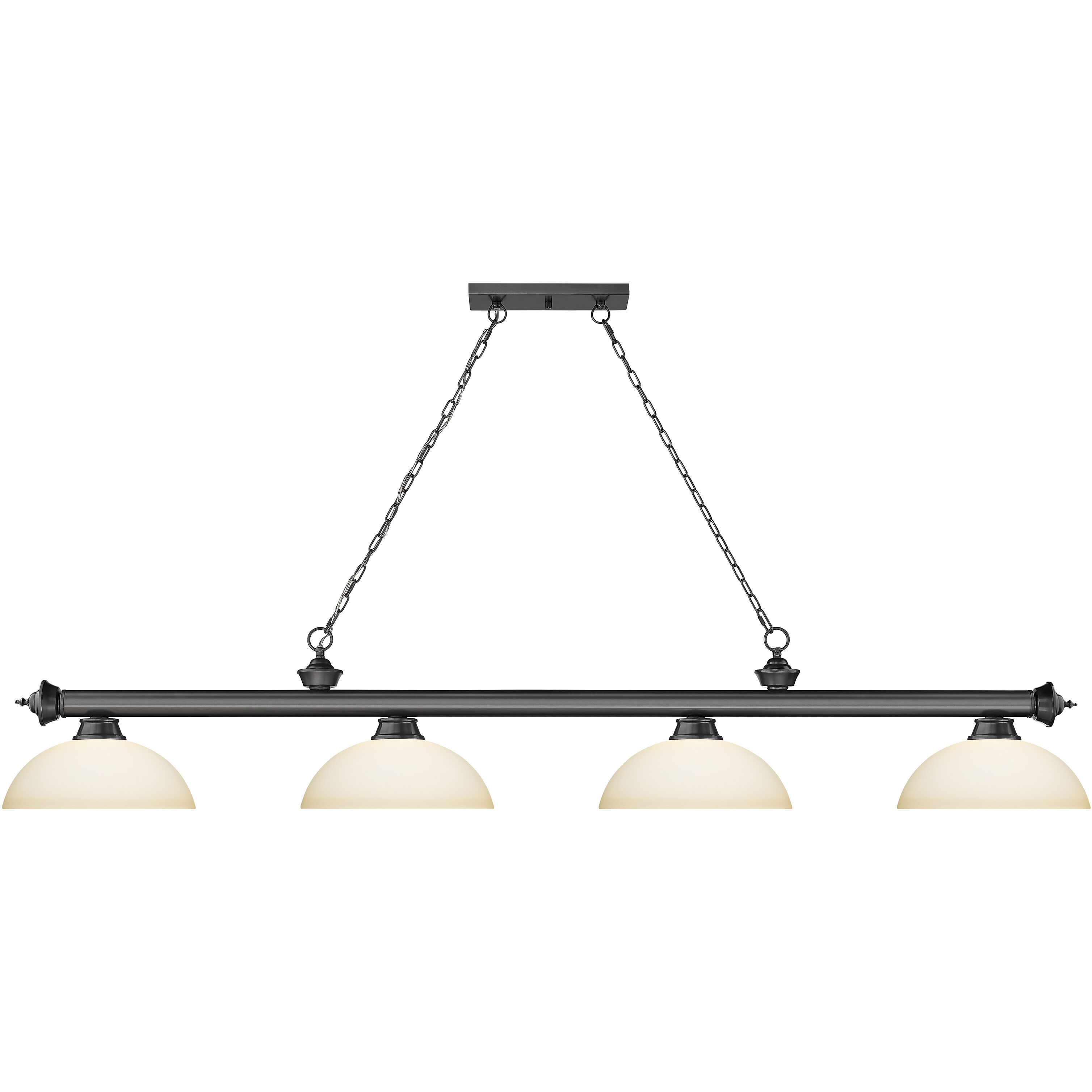 Cordon 4 Light 81.25 inch Bronze Plate Billiard Ceiling Light in Matte Opal Glass