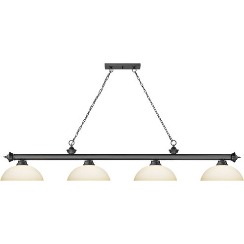 Cordon 4 Light 81.25 inch Bronze Plate Billiard Ceiling Light in Matte Opal Glass