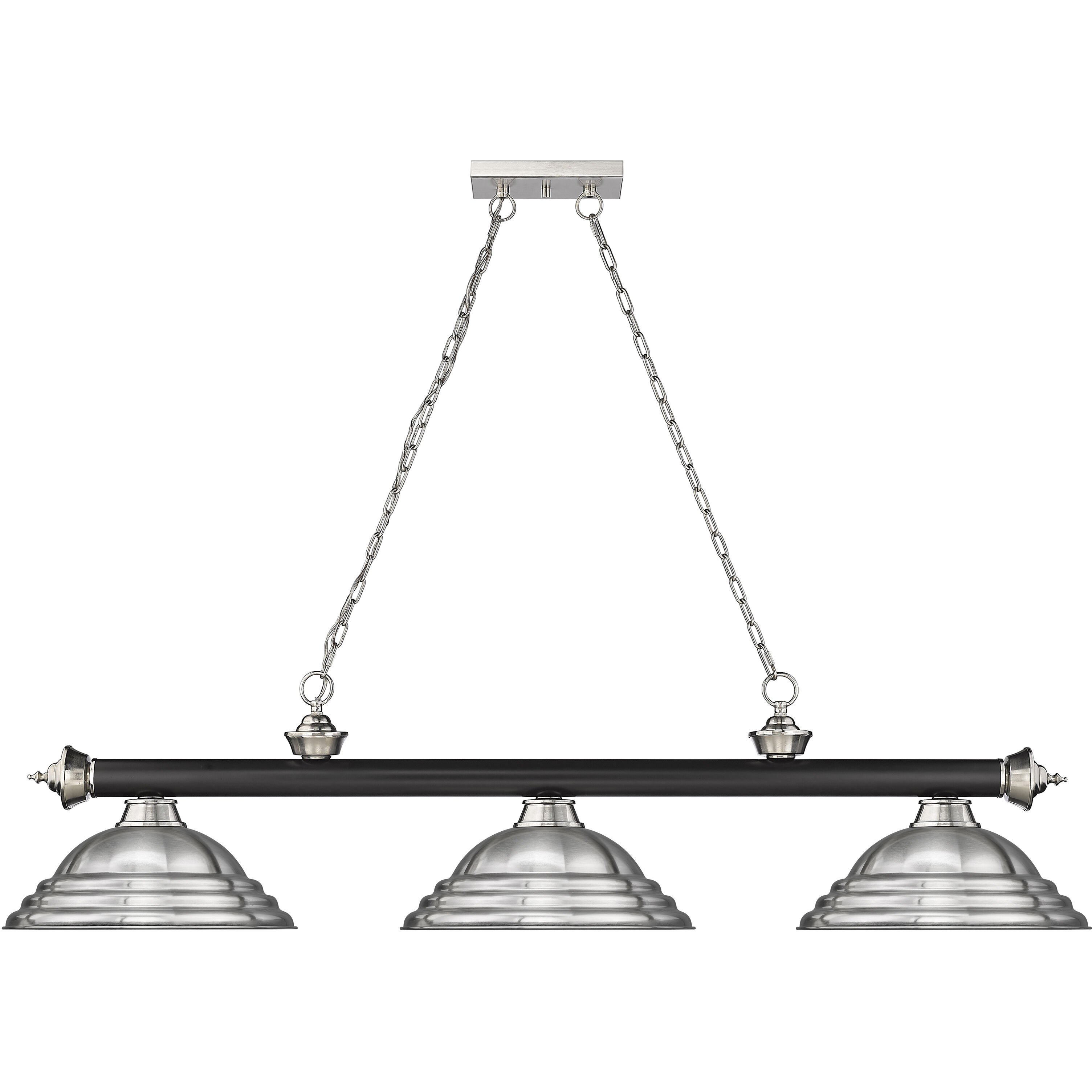 Cordon 3 Light 58 inch Matte Black and Brushed Nickel Billiard Ceiling Light in Brushed Nickel Steel