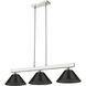 Players 3 Light 46 inch Brushed Nickel Billiard Ceiling Light in Smoke Acrylic