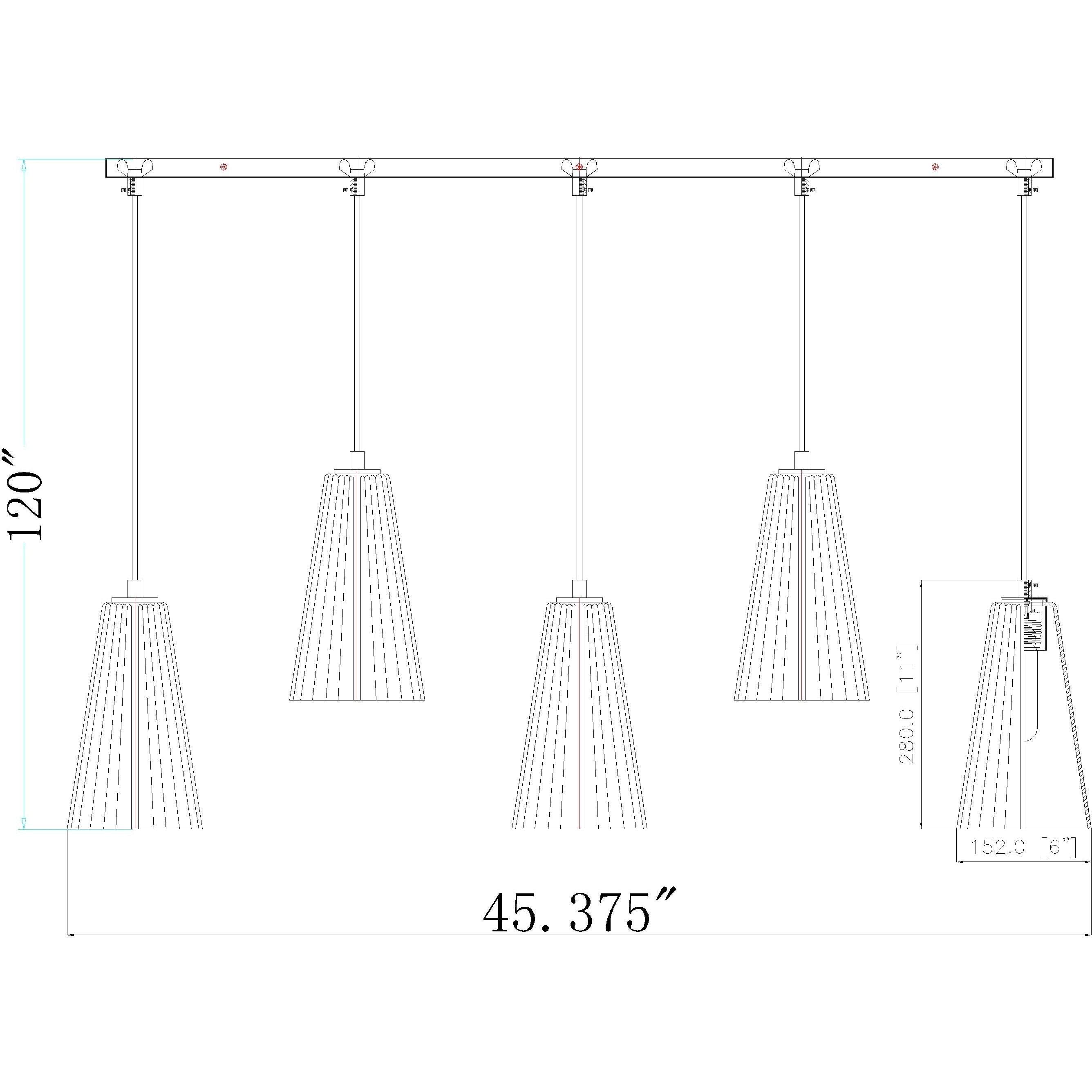 Farrell 5 Light 42 inch Matte Black Linear Chandelier Ceiling Light